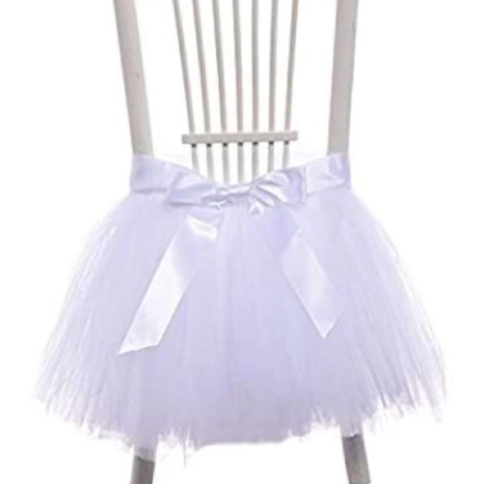 Beautiful WhiteTulle Chair Skirt with Sash/Bow